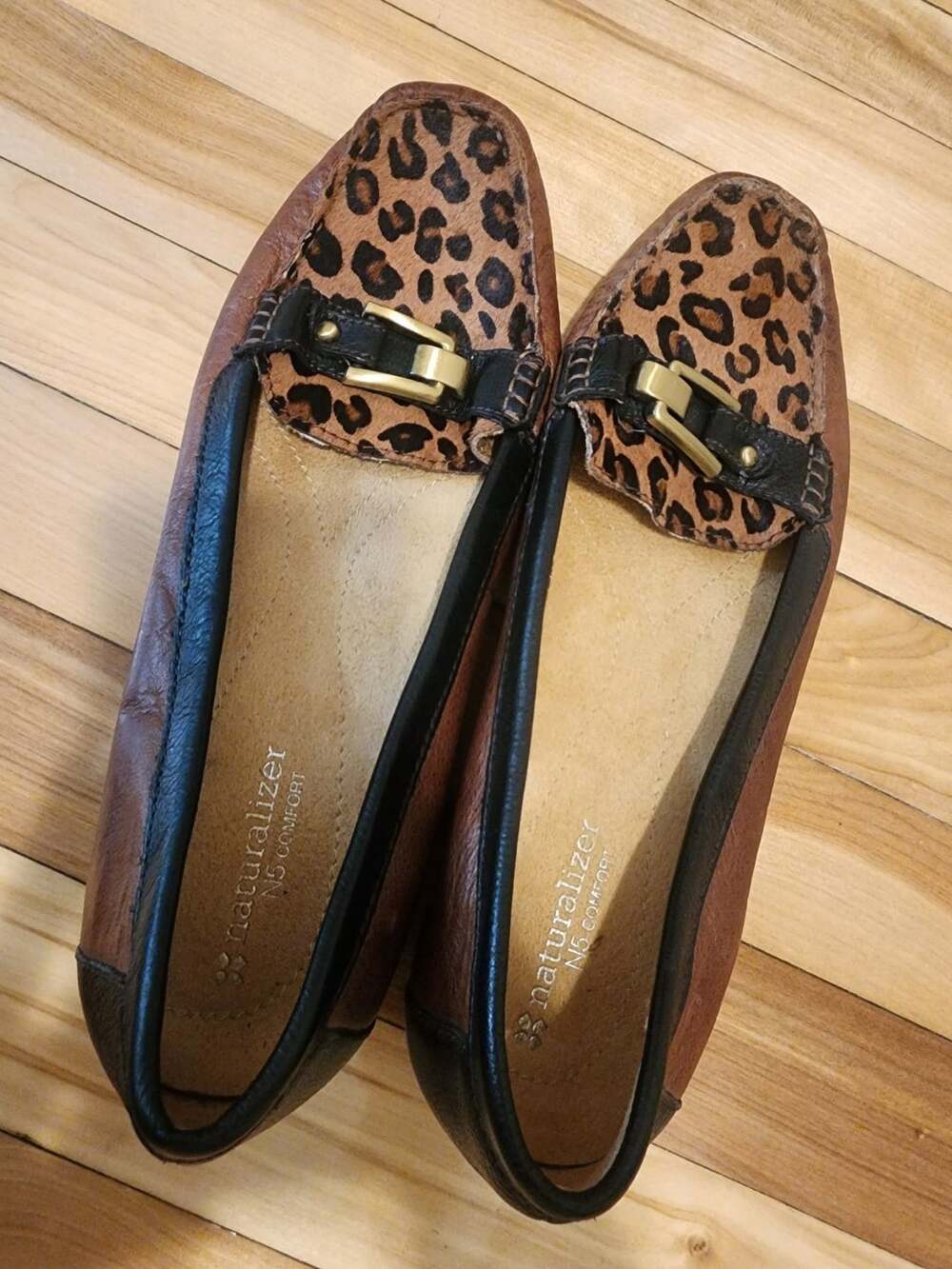 Naturalizer Sophie Size 9.5 Brown Leopard Flats Loafers